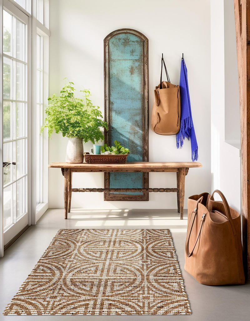 Desert Weave Jute Collection Area Rug -  Thar Rectangle Light Brown and Ivory  lifestyle 18