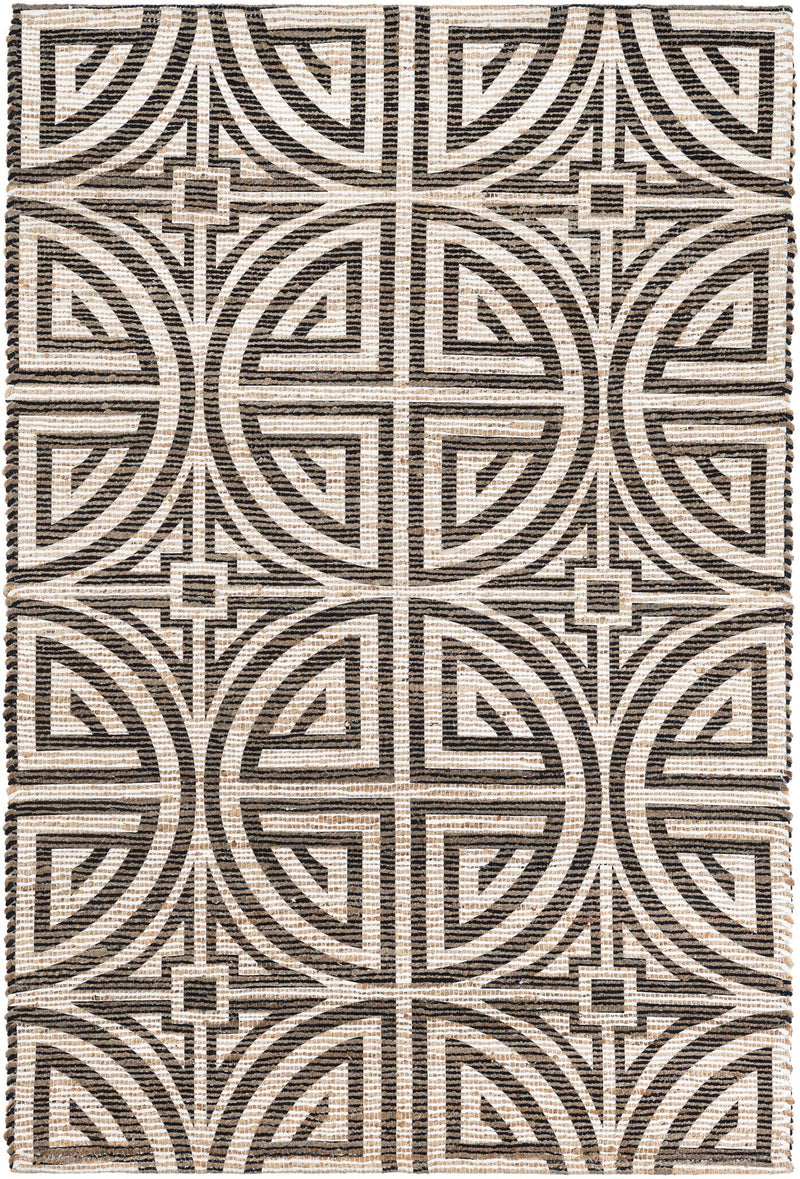 Desert Weave Jute Collection Area Rug -  Thar Rectangle Black and Ivory Main