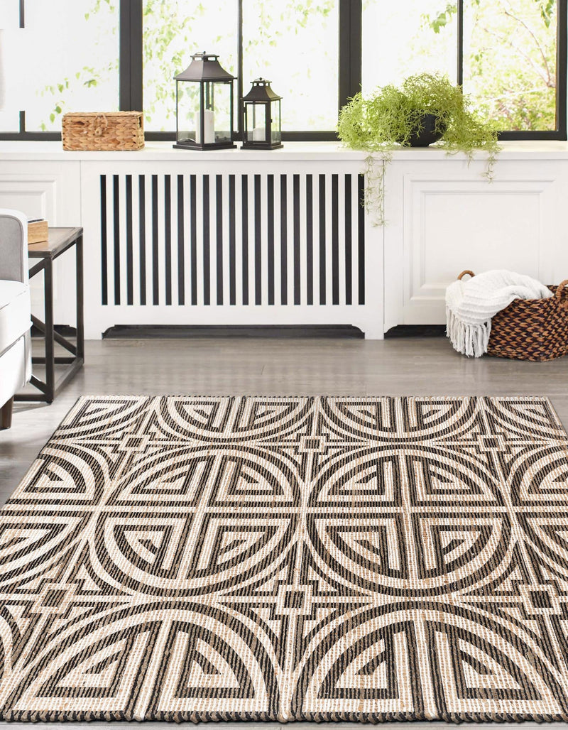 Desert Weave Jute Collection Area Rug -  Thar Rectangle Black and Ivory  lifestyle 13