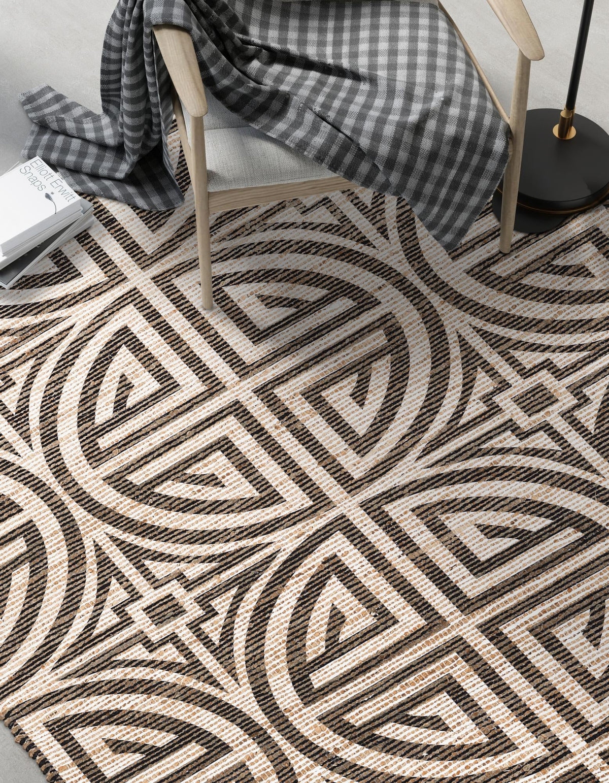 Desert Weave Jute Collection Area Rug -  Thar Rectangle Black and Ivory  lifestyle 16