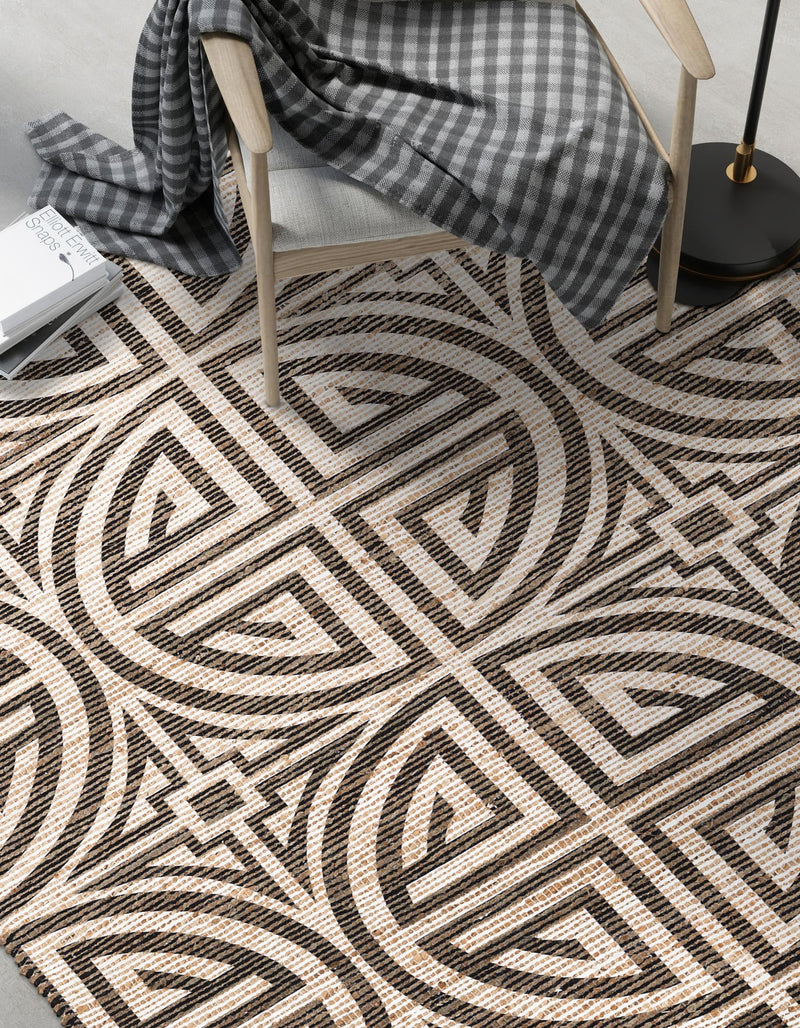 Desert Weave Jute Collection Area Rug -  Thar Rectangle Black and Ivory  lifestyle 16