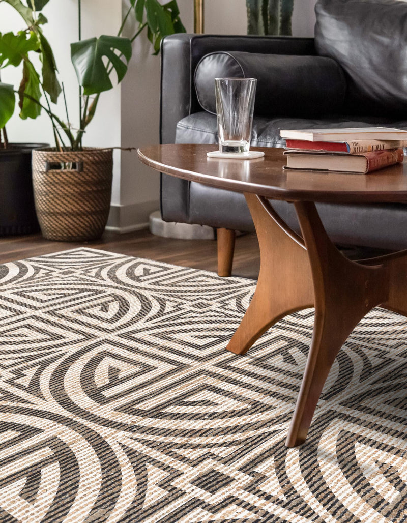 Desert Weave Jute Collection Area Rug -  Thar Rectangle Black and Ivory  lifestyle 19