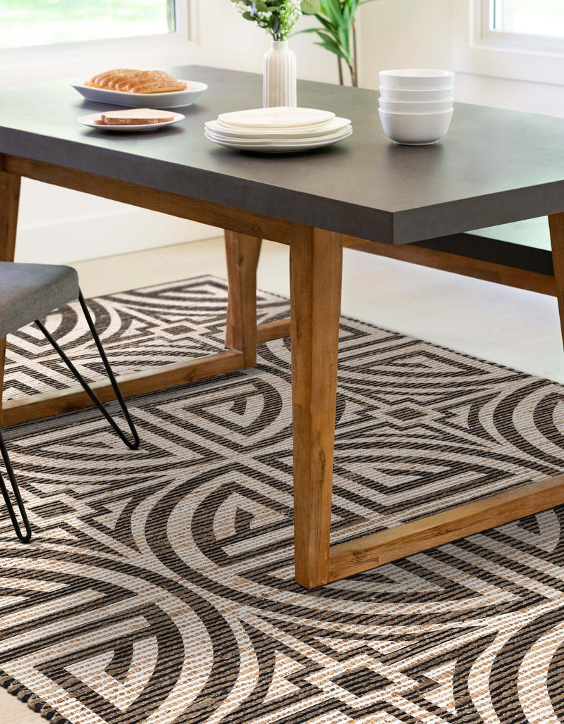 Desert Weave Jute Collection Area Rug -  Thar Rectangle Black and Ivory  lifestyle 23