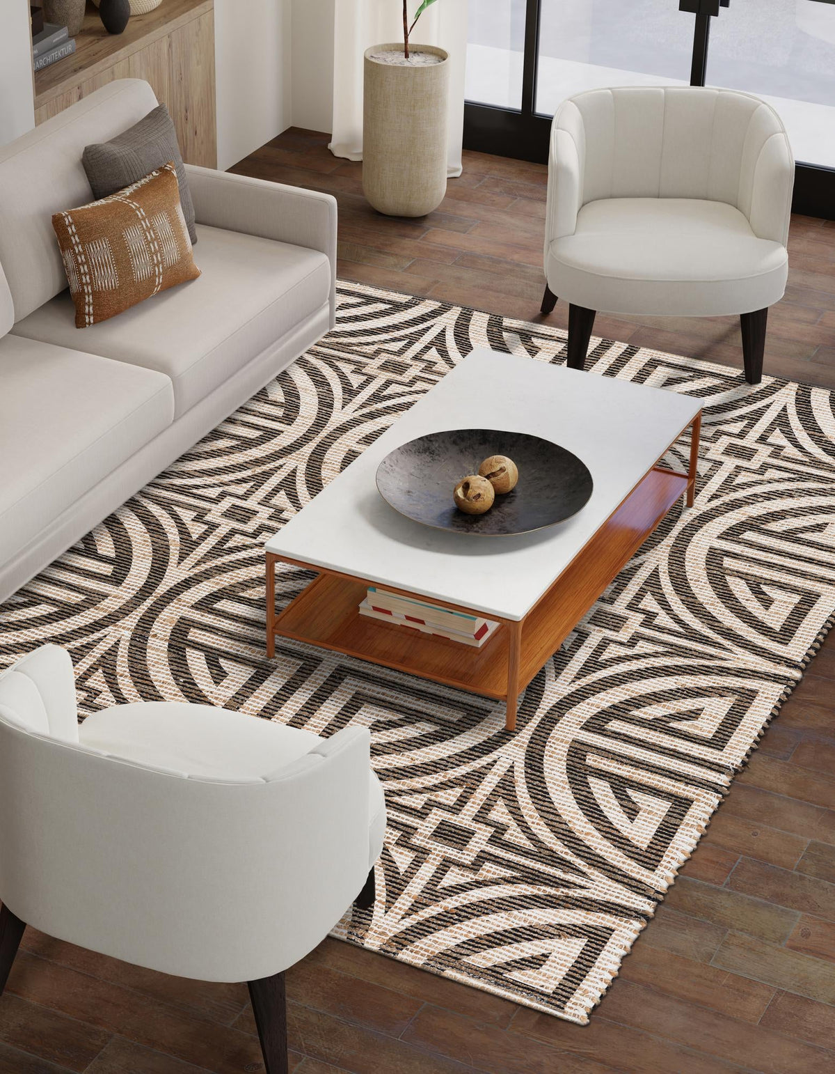 Desert Weave Jute Collection Area Rug -  Thar Rectangle Black and Ivory  lifestyle 25