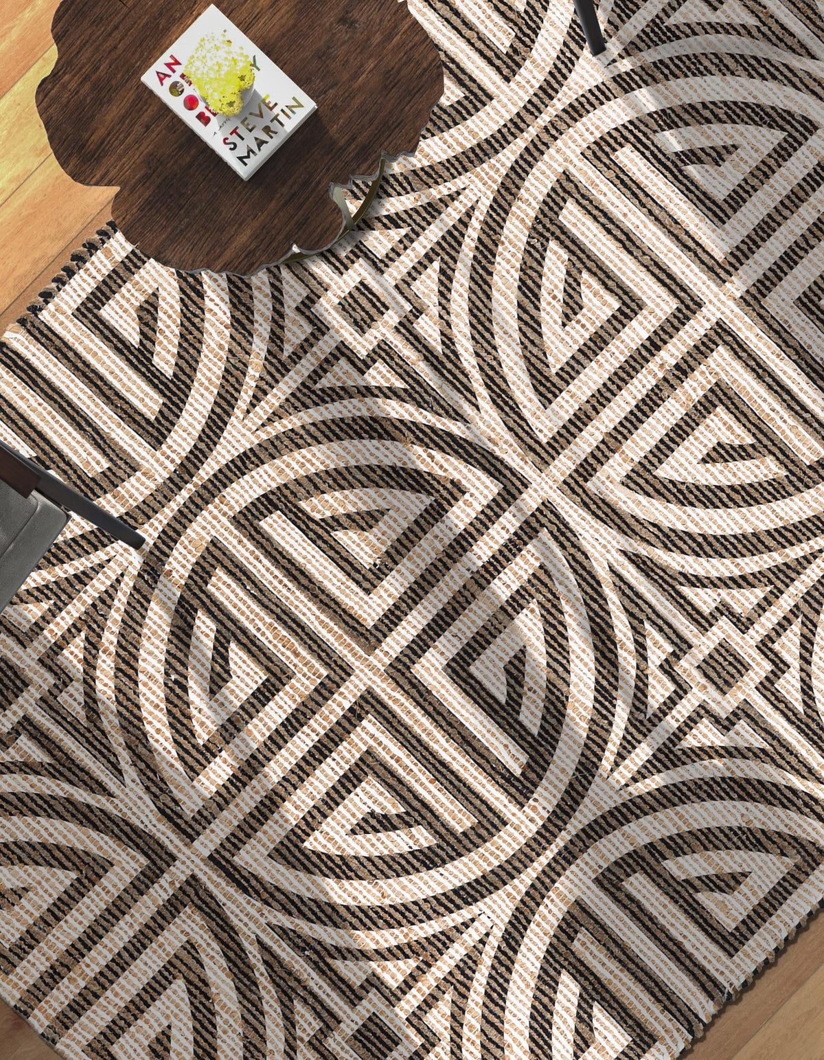 Desert Weave Jute Collection Area Rug -  Thar Rectangle Black and Ivory  lifestyle 27