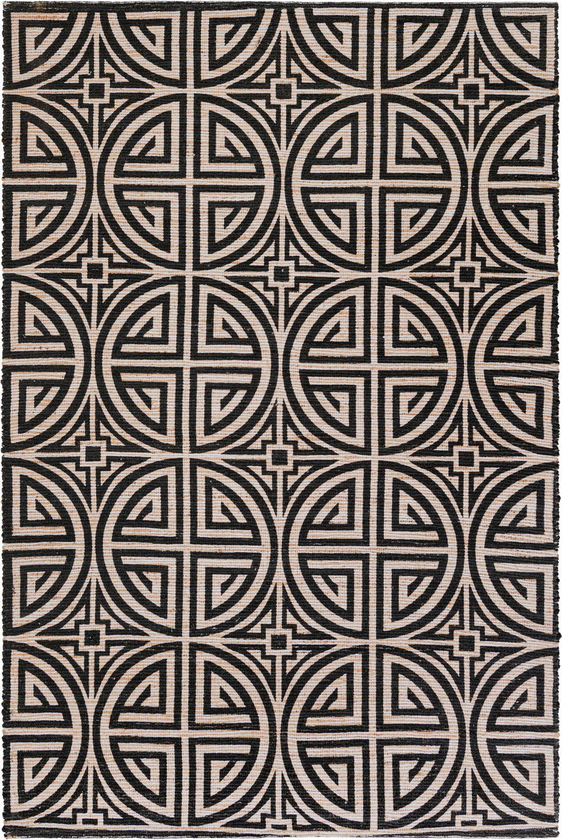 Savannah Threads Collection Area Rug -  Thar Rectangle Black and Ivory  lifestyle 6