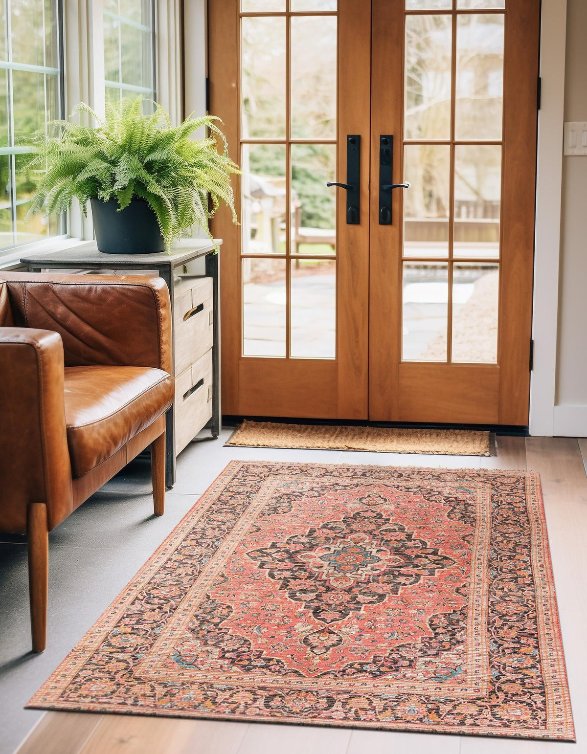 Desert Weave Jute Collection Area Rug -  Chihuahuan Rectangle Red  lifestyle 6