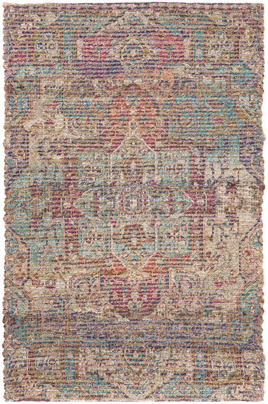 Desert Weave Jute Collection Area Rug -  Karoo Rectangle Antique Red and Blue Main