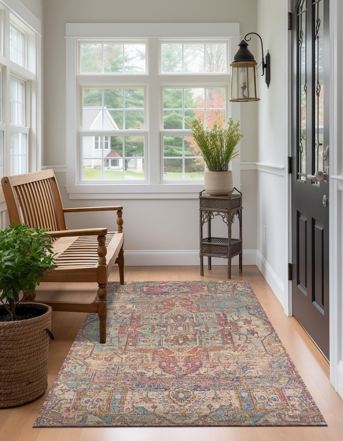 Desert Weave Jute Collection Area Rug -  Karoo Rectangle Antique Red and Blue  lifestyle 5
