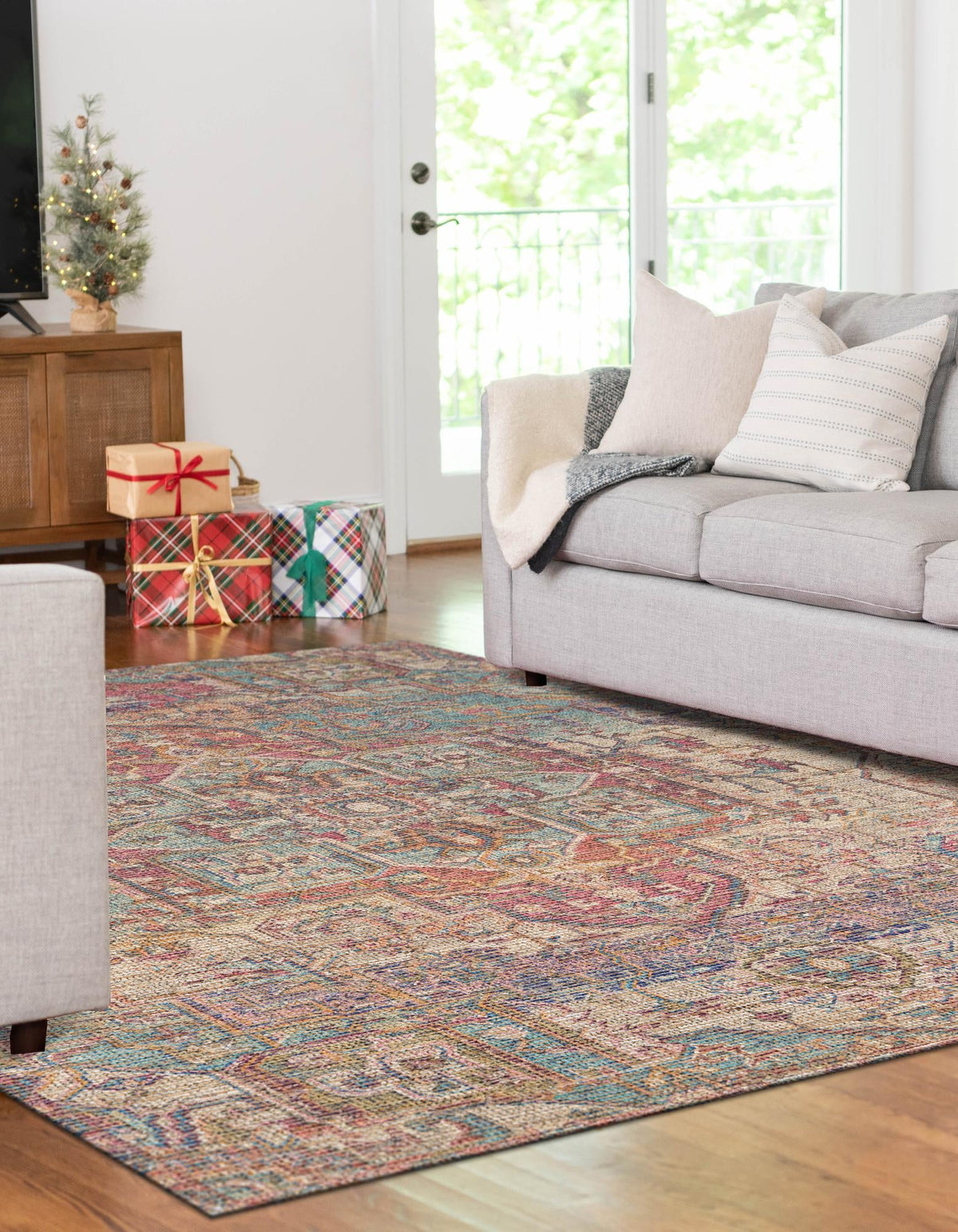 Desert Weave Jute Collection Area Rug -  Karoo Rectangle Antique Red and Blue  lifestyle 9