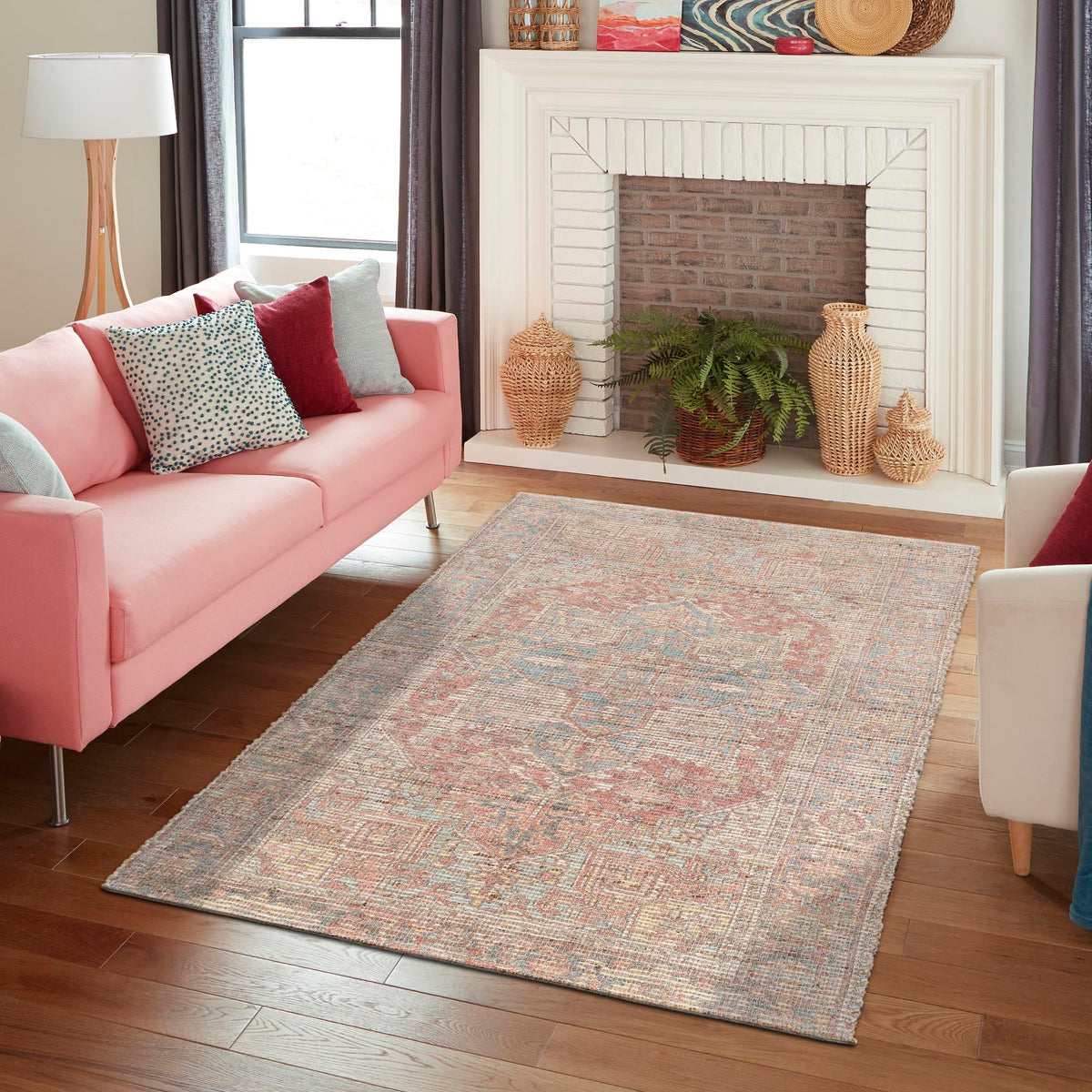 Desert Weave Jute Collection Area Rug -  Karoo Rectangle Antique Red and Blue  lifestyle 22