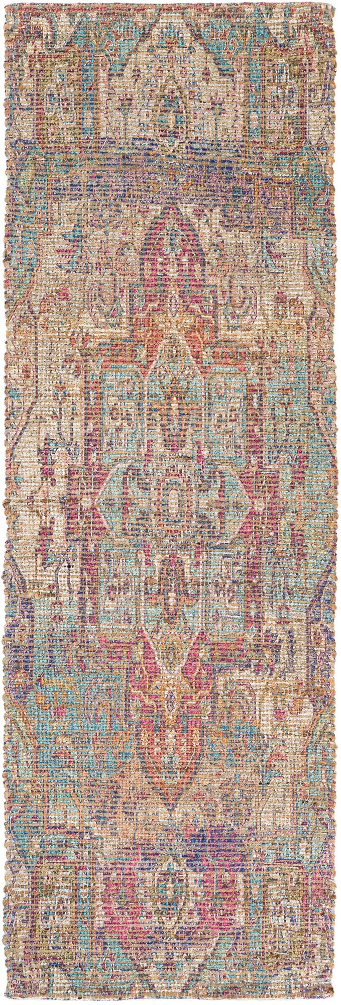 Desert Weave Jute Collection Area Rug -  Karoo Runner Antique Red and Blue  lifestyle 24