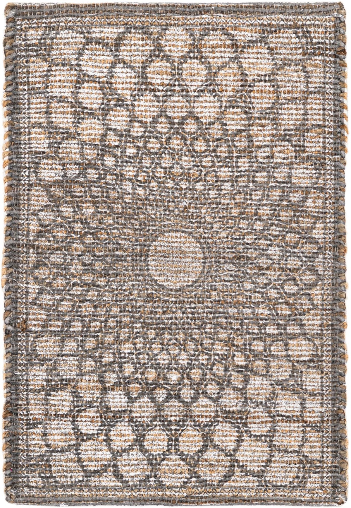Desert Weave Jute Collection Area Rug -  Serengeti Rectangle Charcoal and Ivory Main
