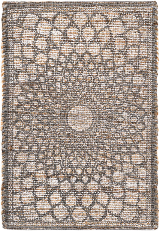 Desert Weave Jute Collection Area Rug -  Serengeti Rectangle Charcoal and Ivory Main