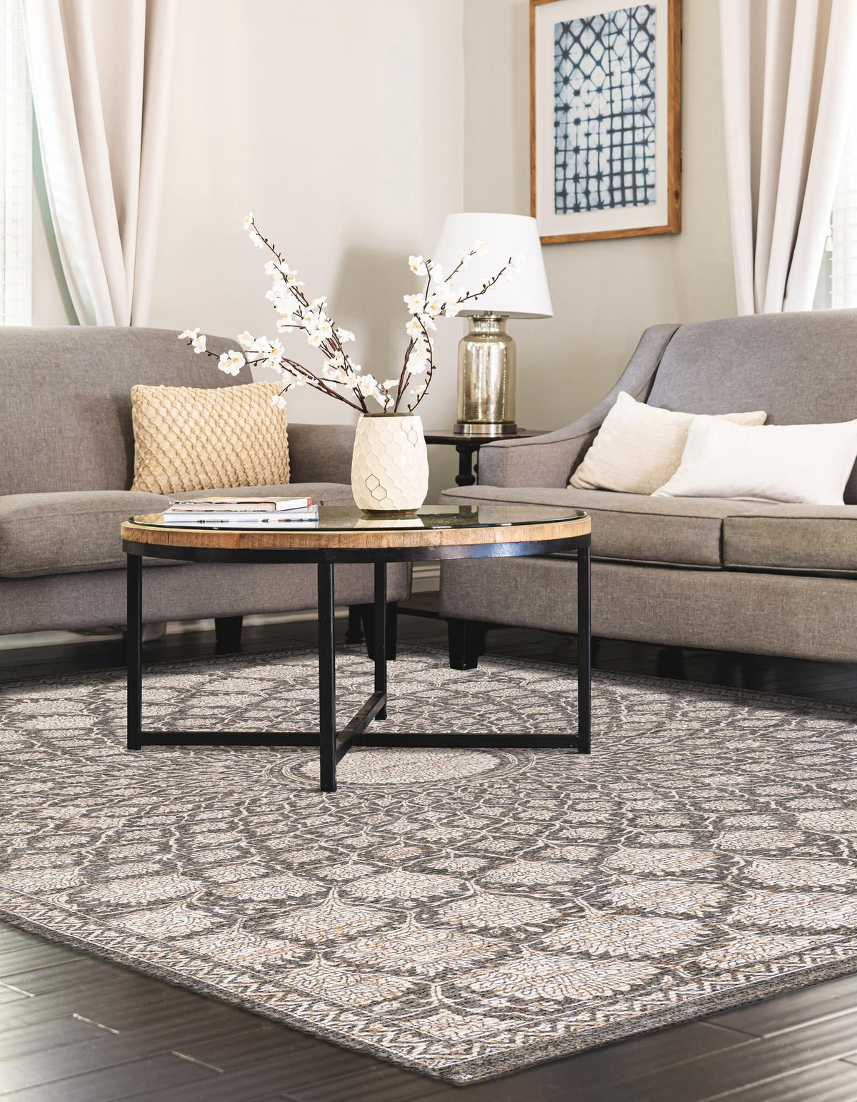 Desert Weave Jute Collection Area Rug -  Serengeti Rectangle Charcoal and Ivory  lifestyle 6