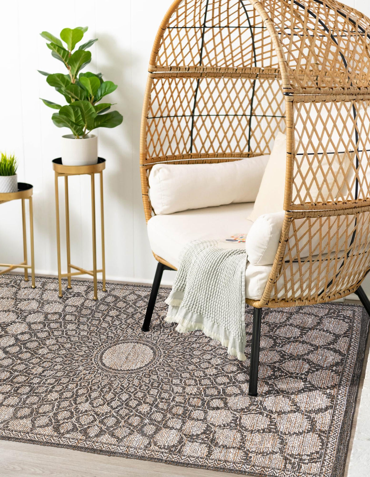 Desert Weave Jute Collection Area Rug -  Serengeti Rectangle Charcoal and Ivory  lifestyle 10