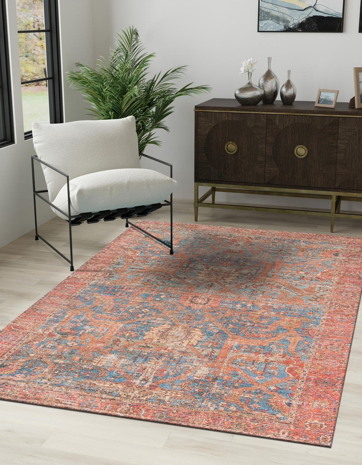 Desert Weave Jute Collection Area Rug -  Patagonian Rectangle Antique Blue  lifestyle 2