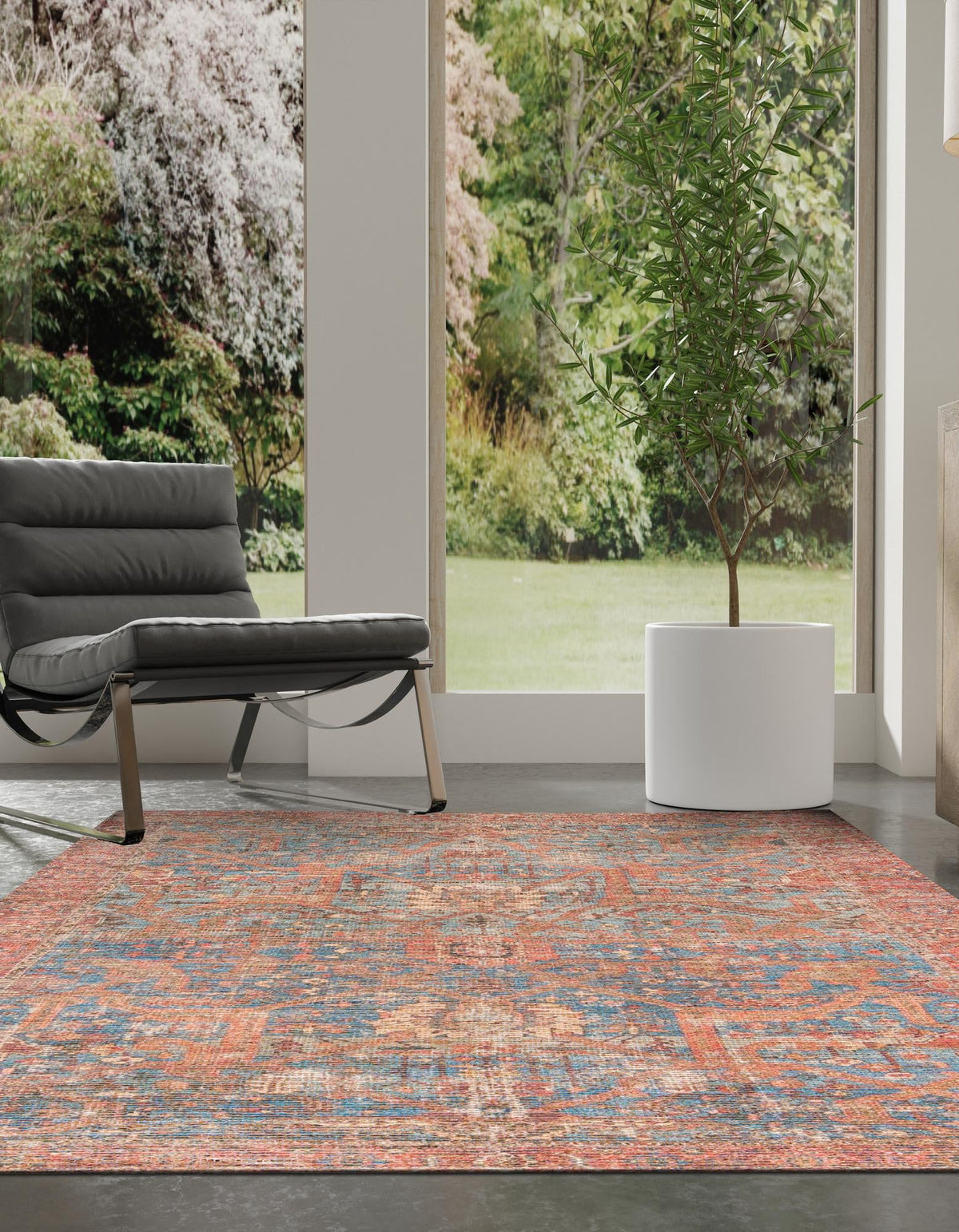 Desert Weave Jute Collection Area Rug -  Patagonian Rectangle Antique Blue  lifestyle 8