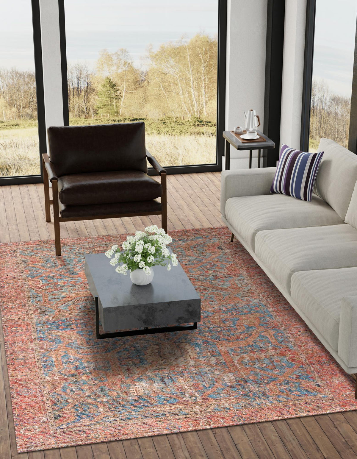 Desert Weave Jute Collection Area Rug -  Patagonian Rectangle Antique Blue  lifestyle 9