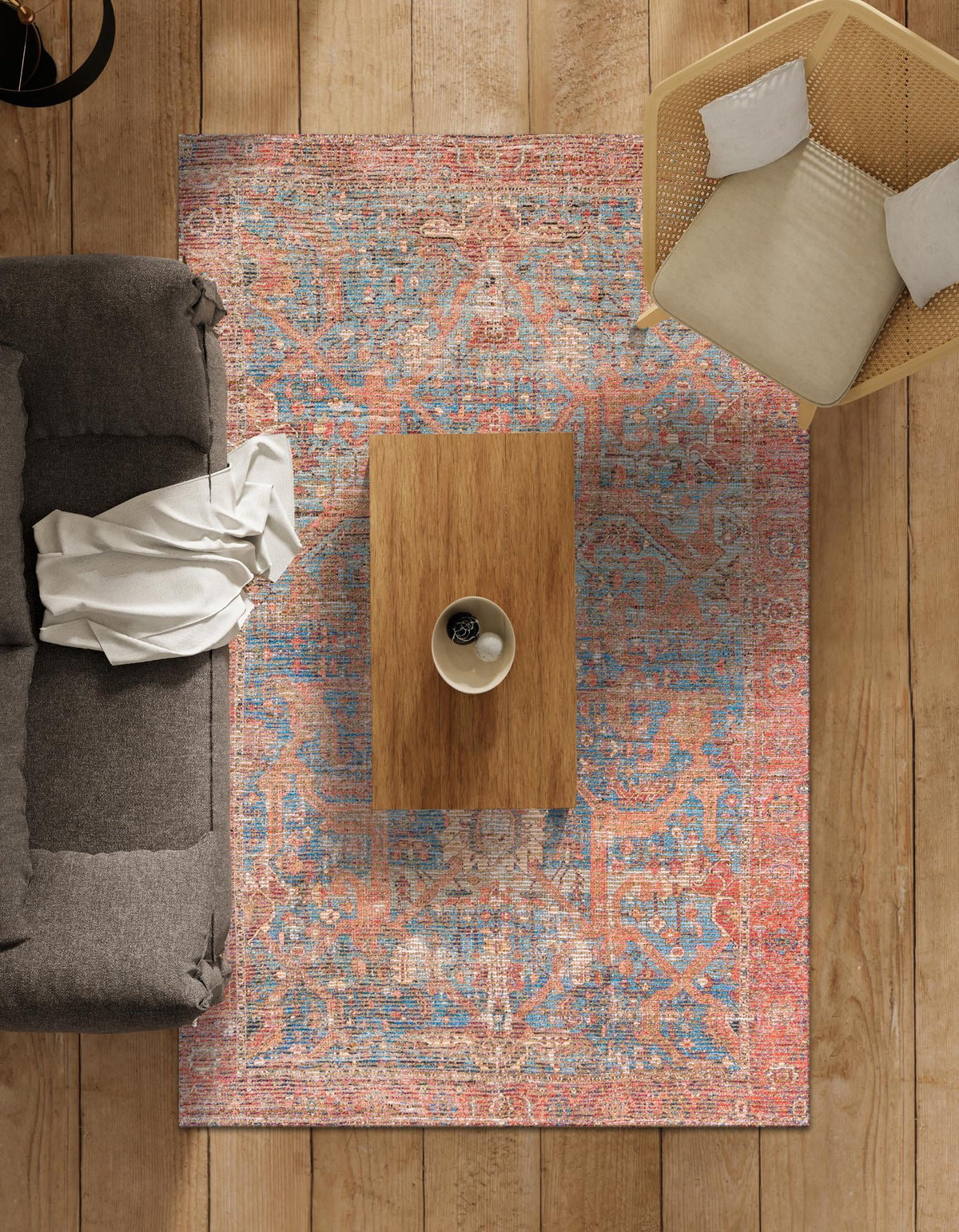 Desert Weave Jute Collection Area Rug -  Patagonian Rectangle Antique Blue  lifestyle 11