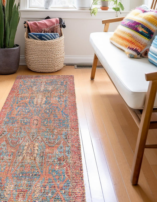 Desert Weave Jute Collection Area Rug -  Patagonian Runner Antique Blue  lifestyle 32