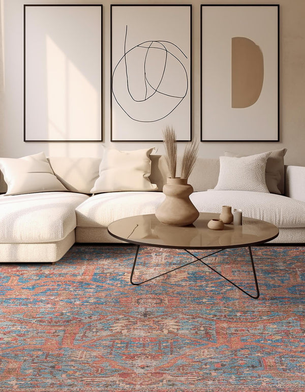 Desert Weave Jute Collection Area Rug -  Patagonian Square Antique Blue  lifestyle 27