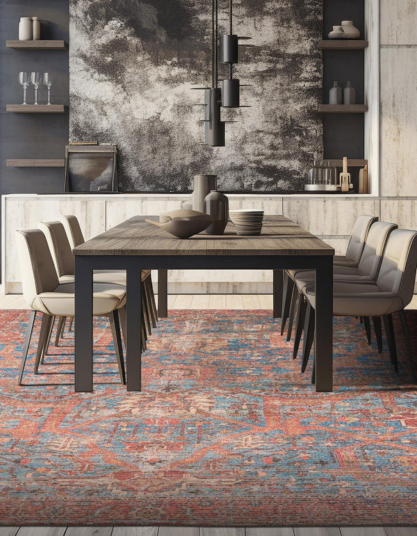 Desert Weave Jute Collection Area Rug -  Patagonian Square Antique Blue  lifestyle 29