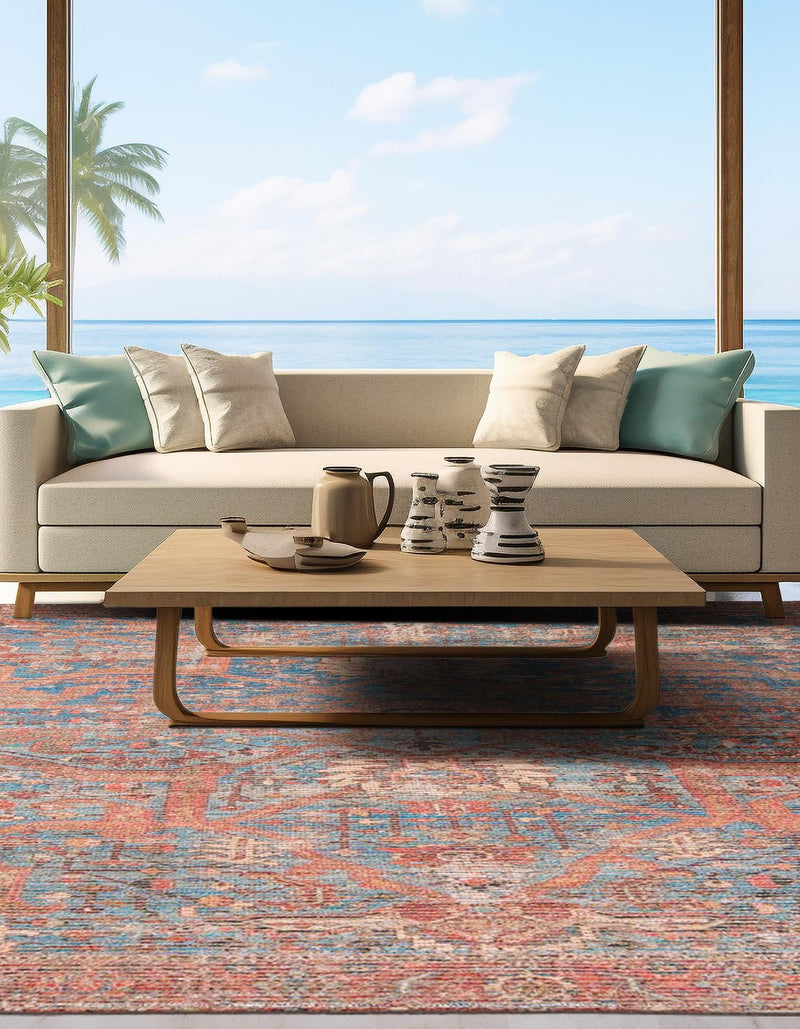 Desert Weave Jute Collection Area Rug -  Patagonian Square Antique Blue  lifestyle 35