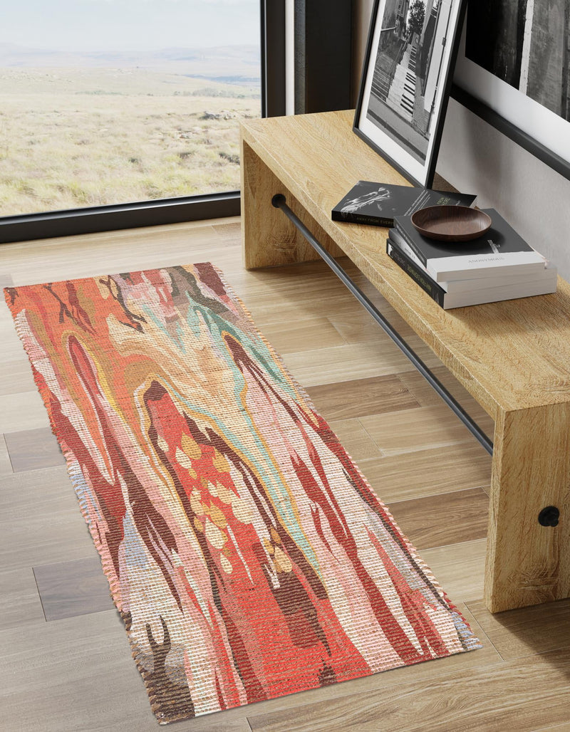 Desert Weave Jute Collection Area Rug -  Taklamakan Runner Multi  lifestyle 30