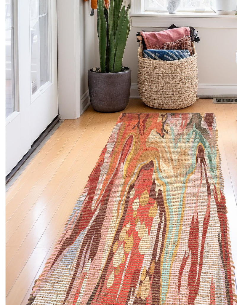 Desert Weave Jute Collection Area Rug -  Taklamakan Runner Multi  lifestyle 38