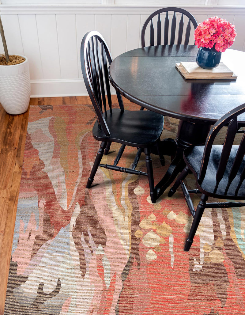 Desert Weave Jute Collection Area Rug -  Taklamakan Square Multi  lifestyle 33