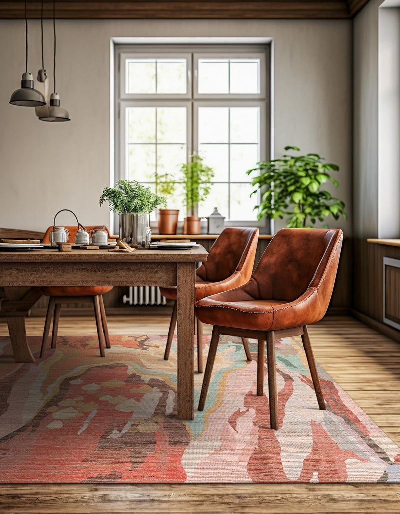 Desert Weave Jute Collection Area Rug -  Taklamakan Square Multi  lifestyle 39