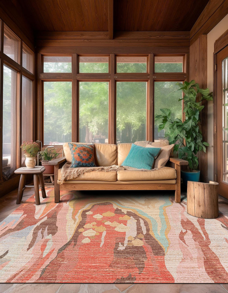Desert Weave Jute Collection Area Rug -  Taklamakan Square Multi  lifestyle 41