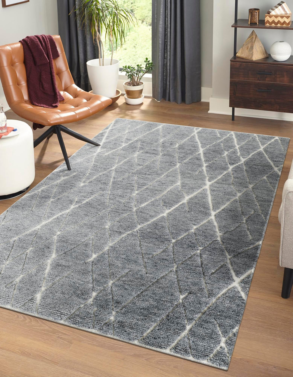 Sahara Berber Wool Collection Area Rug - Marrakesh Rectangle Silver Gray  lifestyle 3