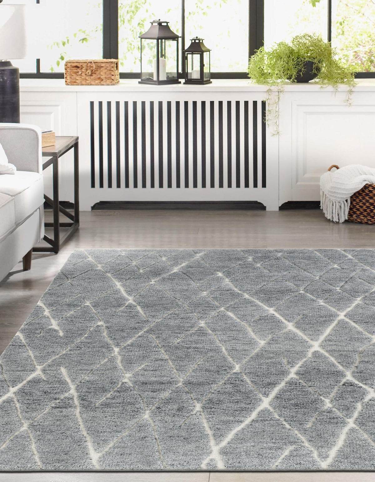 Sahara Berber Wool Collection Area Rug - Marrakesh Rectangle Silver Gray  lifestyle 5