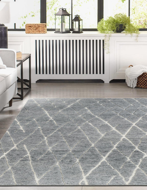 Sahara Berber Wool Collection Area Rug - Marrakesh Rectangle Silver Gray  lifestyle 5