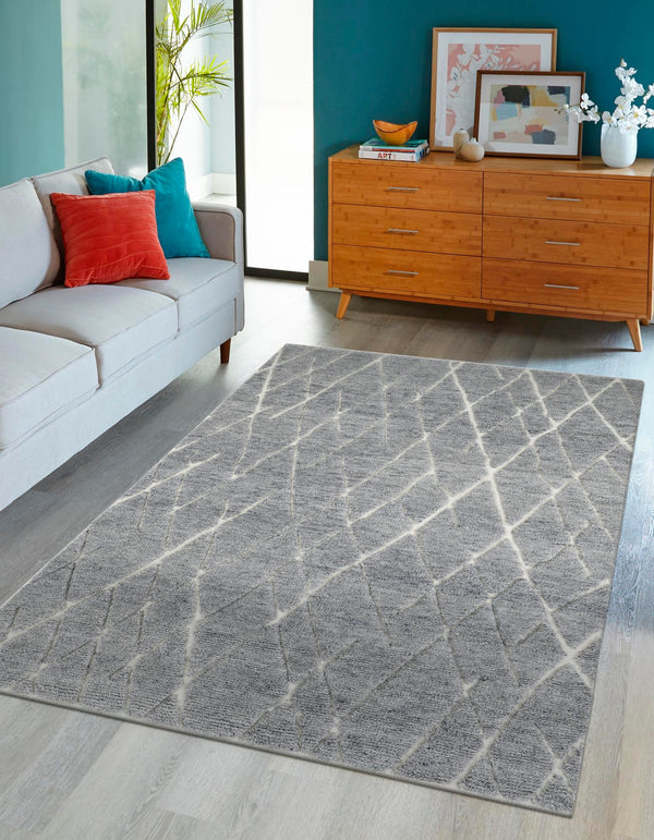 Sahara Berber Wool Collection Area Rug - Marrakesh Rectangle Silver Gray  lifestyle 7