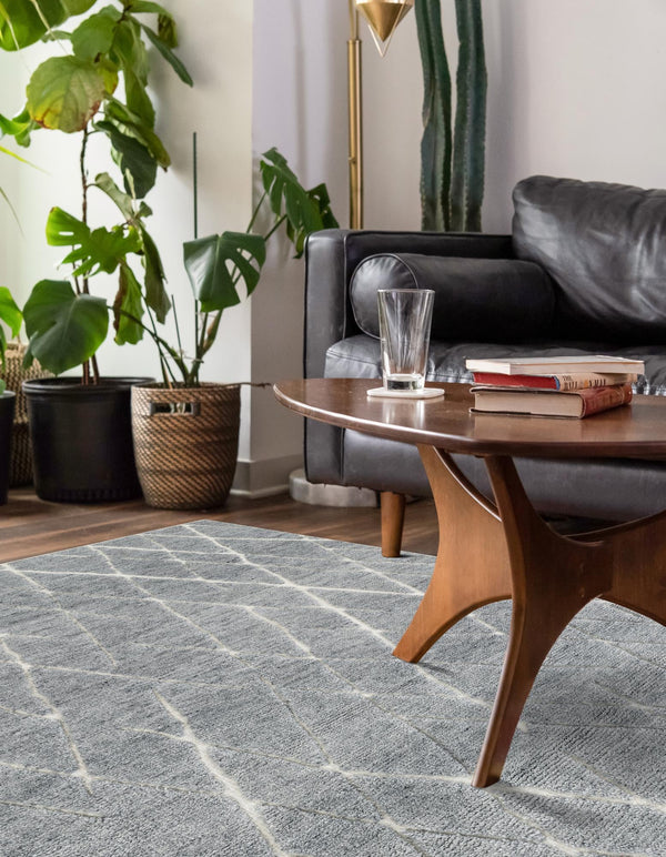 Sahara Berber Wool Collection Area Rug - Marrakesh Rectangle Silver Gray  lifestyle 11