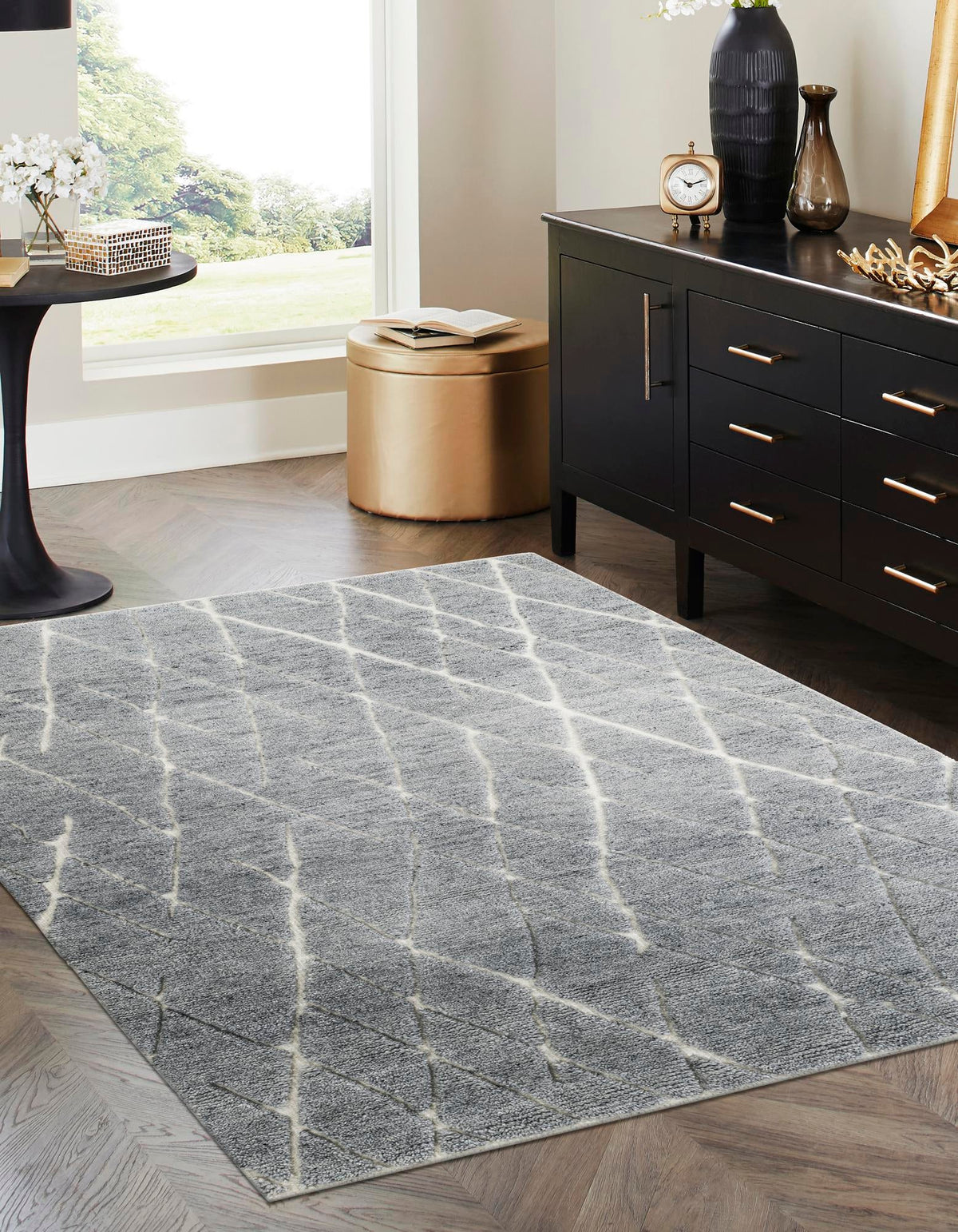 Sahara Berber Wool Collection Area Rug - Marrakesh Rectangle Silver Gray  lifestyle 17