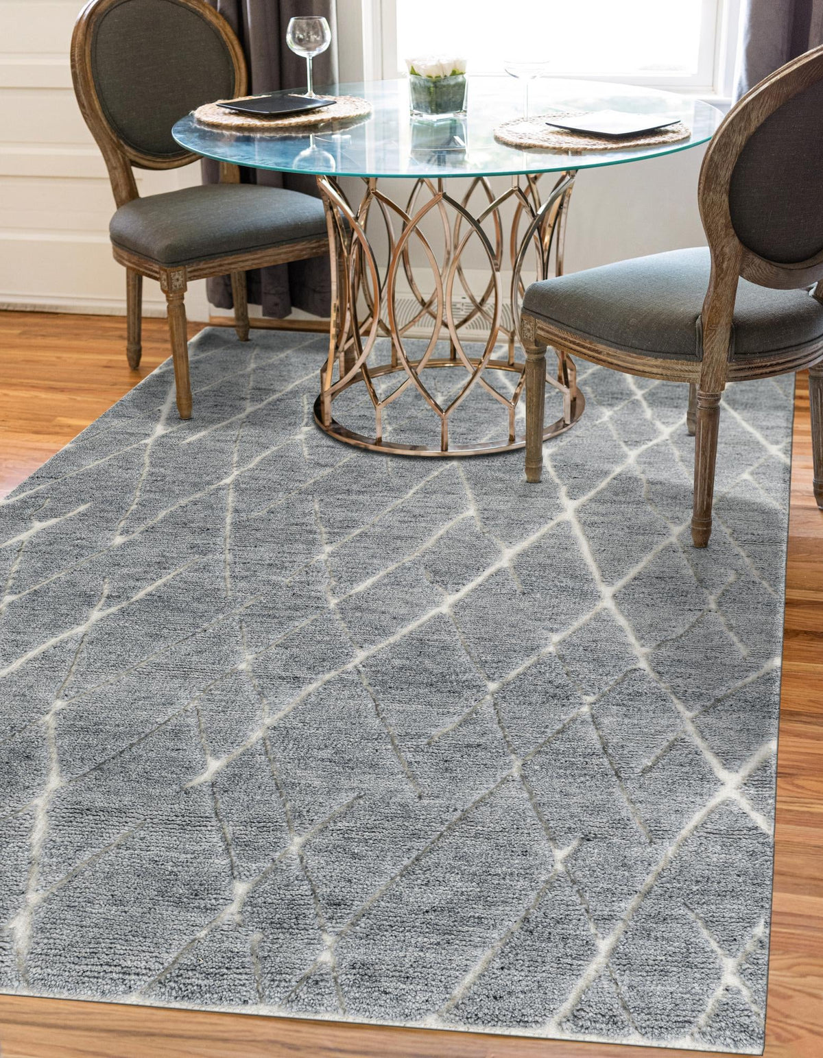 Sahara Berber Wool Collection Area Rug - Marrakesh Rectangle Silver Gray  lifestyle 19