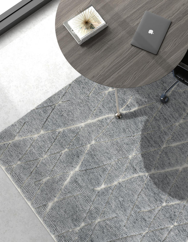 Sahara Berber Wool Collection Area Rug - Marrakesh Rectangle Silver Gray  lifestyle 21
