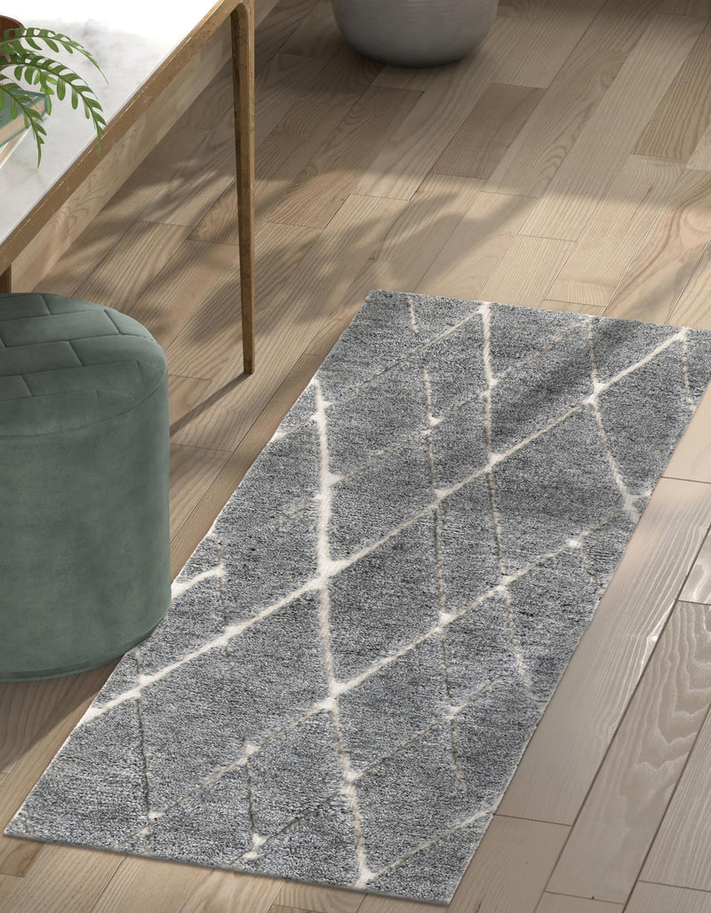 Sahara Berber Wool Collection Area Rug - Marrakesh Runner Silver Gray  lifestyle 46