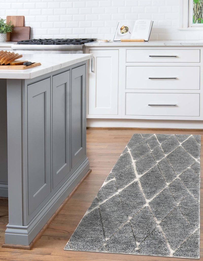 Sahara Berber Wool Collection Area Rug - Marrakesh Runner Silver Gray  lifestyle 74