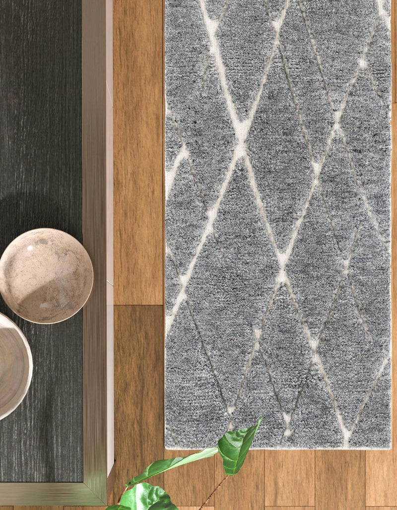 Sahara Berber Wool Collection Area Rug - Marrakesh Runner Silver Gray  lifestyle 82