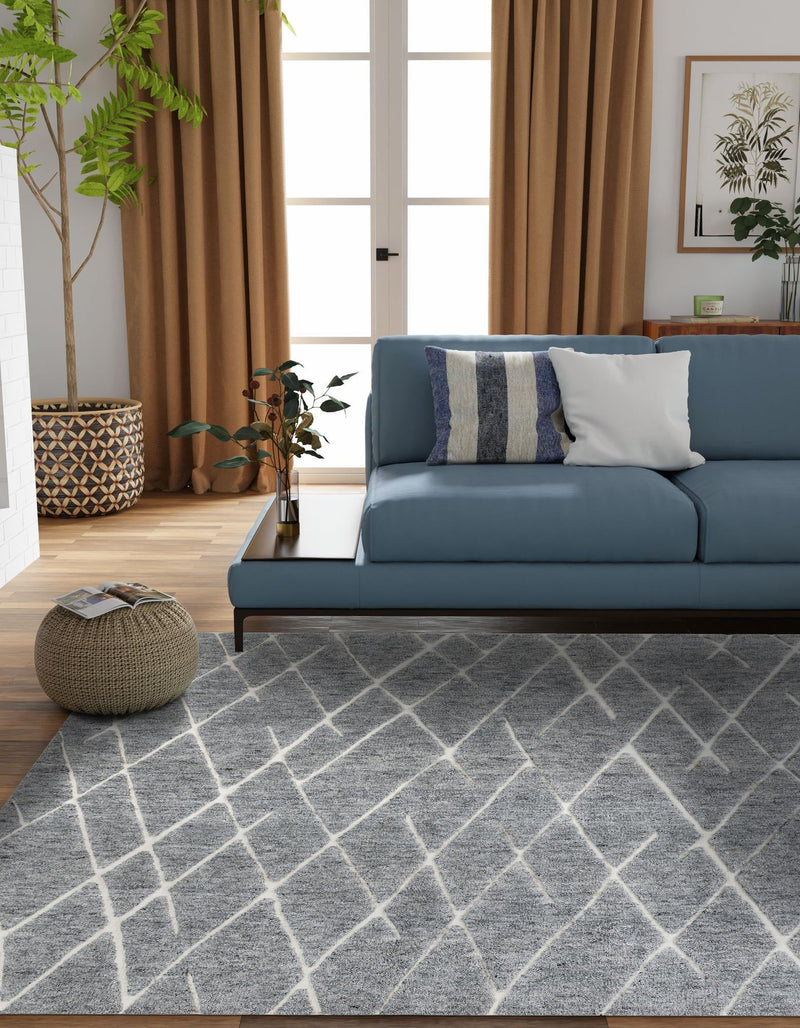 Sahara Berber Wool Collection Area Rug - Marrakesh Square Silver Gray  lifestyle 47