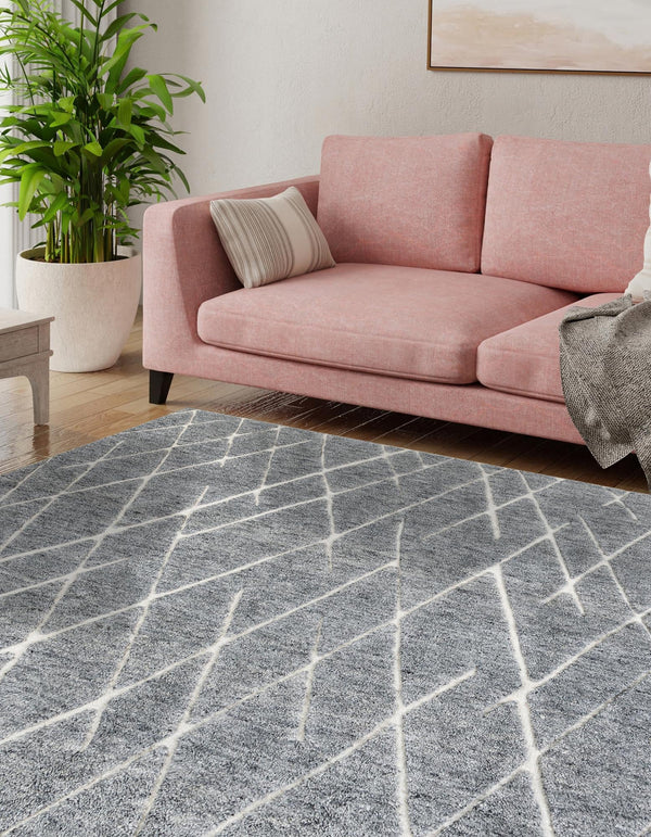 Sahara Berber Wool Collection Area Rug - Marrakesh Square Silver Gray  lifestyle 59
