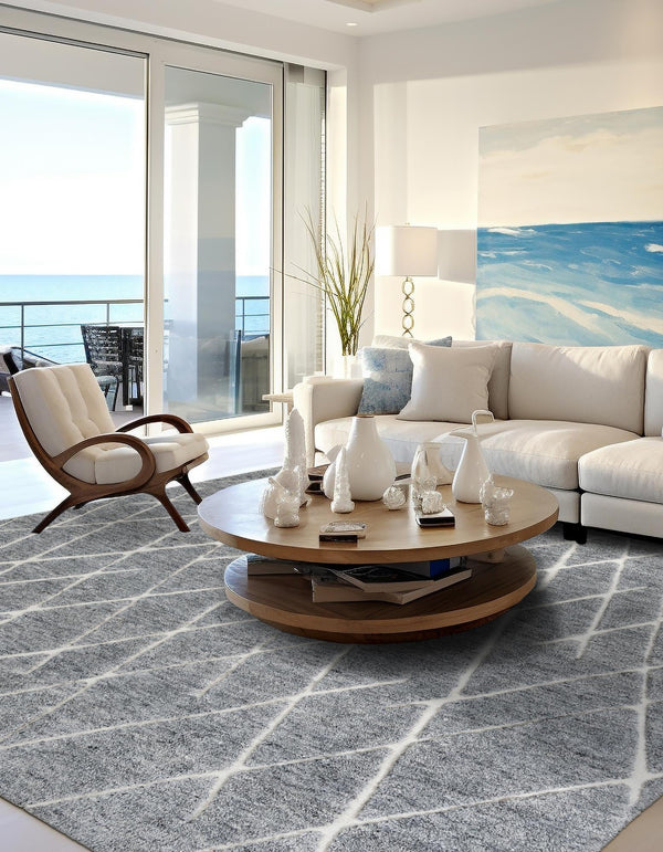 Sahara Berber Wool Collection Area Rug - Marrakesh Square Silver Gray  lifestyle 63