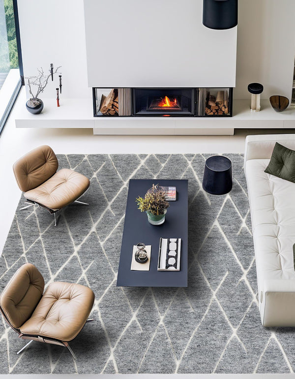 Sahara Berber Wool Collection Area Rug - Marrakesh Square Silver Gray  lifestyle 71