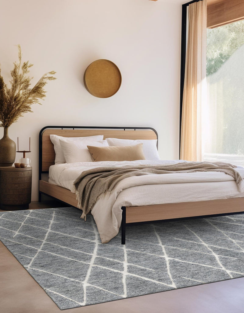 Sahara Berber Wool Collection Area Rug - Marrakesh Square Silver Gray  lifestyle 75
