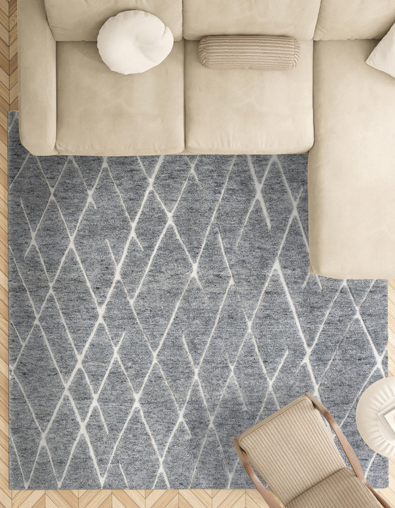 Sahara Berber Wool Collection Area Rug - Marrakesh Square Silver Gray  lifestyle 83